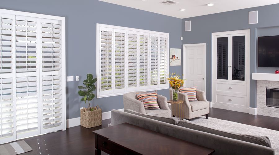 Faux Wood Shutters In modern Orlando Living Room